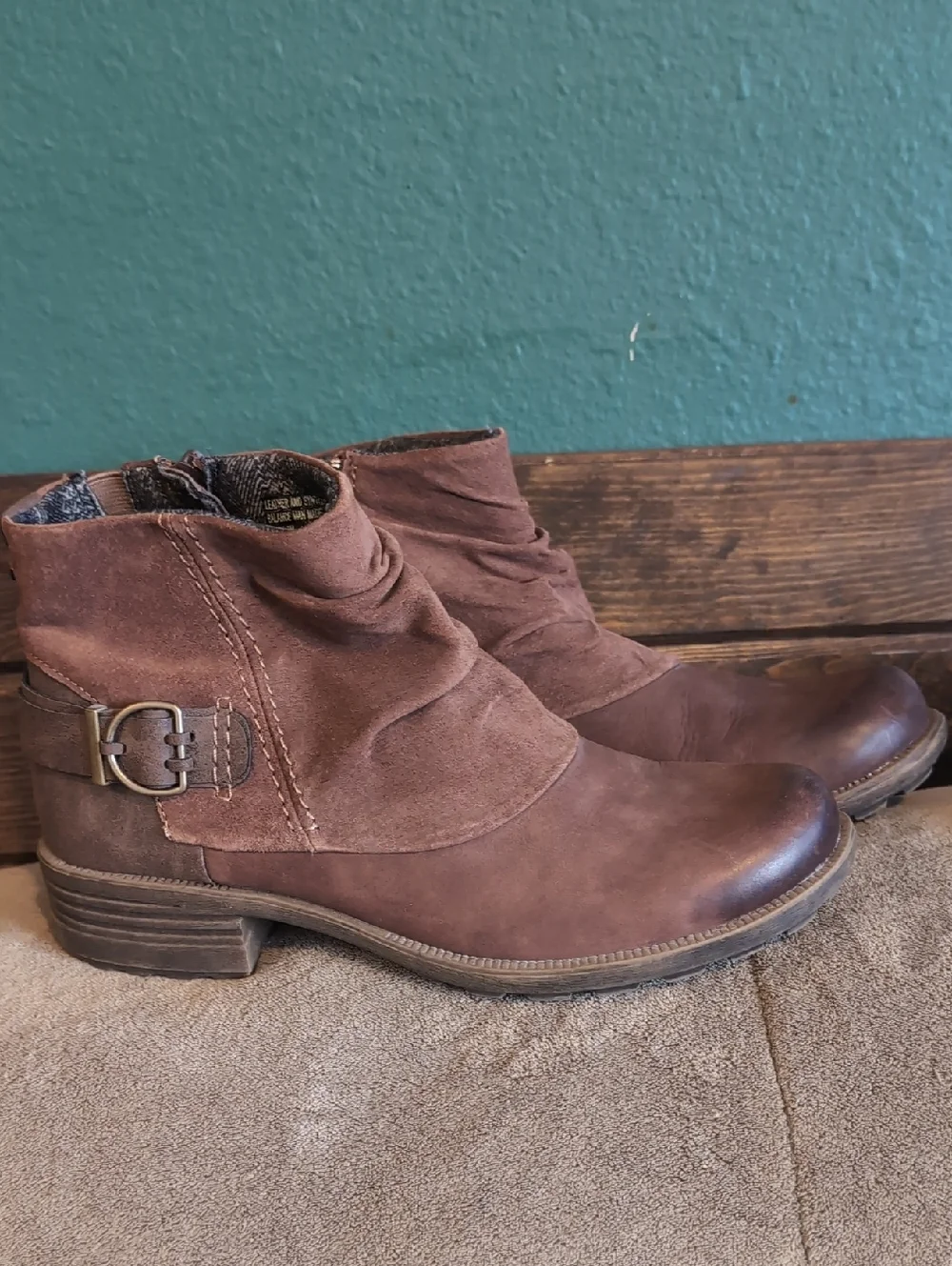 Earth Origins Chestnut Brown Suede Ankle Booties - Picture 2 of 8